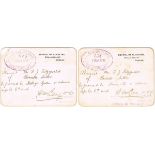 1916 (2 May) Travel Passes issued by the School of Musketry On embossed cards, date stamped (2 May