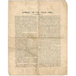 Appeal to the Irish Race - printed document This politcal broadside was published by a prominent