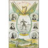 Circa 1888 The Men of '98"" A colour lithographic poster centred by a vignette of the Death of