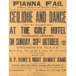 1937 fundraising poster, Fianna Fail Rosslare Harbour and Kilrane Cumann Poster promoting a Ceilidhe