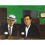 Portrait of Patrick Kavanagh and Brendan Behan. A double portrait seated together at a bar counter