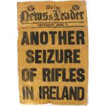 1913 (June 7) Daily News & Leader billboard poster Another Seizure of Rifles in Ireland"" Poster