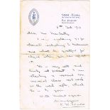 1913 (February 8) P.H. Pearse autograph letter On Scoil Eanna, Rathfarnham notepaper, to Mrs Donal