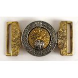 Early 20th century Royal Irish Fusiliers white metal and gilt officer's belt buckle A two-piece gilt