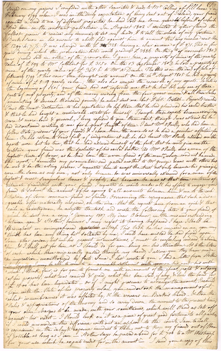 1819 (10-31 July) Arthur O'Connor lengthy correspondence with his lawyers over a dispute with his - Image 2 of 2