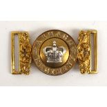 Armagh militia white metal and gilt officer's belt buckle A two-piece gilt metal belt buckle the