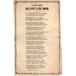 1798 Anti-Union Broadside. A New Song Billy Pitt & the Union. Single sheet with decorative border.