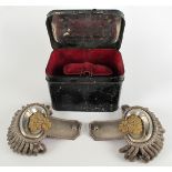 Late 19th century Irish Lord Lieutenant's full dress epaulettes with case A pair of silver and