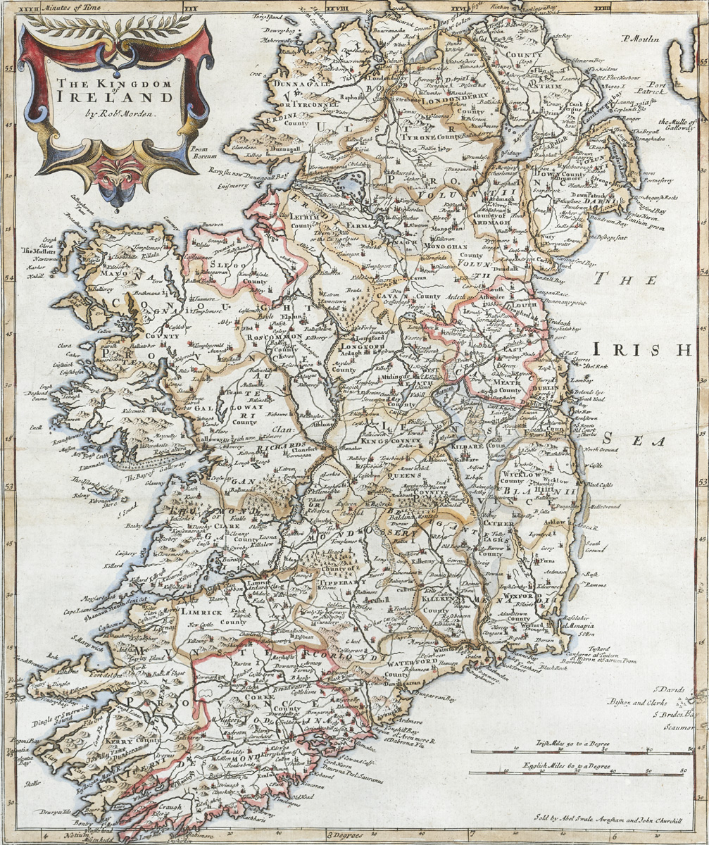 1722 Robert Morden, The Kingdom of Ireland. original colouring, framed; also A Correct Chart of - Image 3 of 4