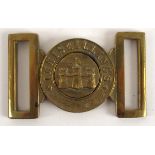 Royal Inniskilling Fusiliers belt buckle A two-piece cast brass belt buckle, the tongue with the