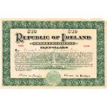 1920 Republic of Ireland Ten Dollars Bond Certificate Issued to Michael J. Barlow. L