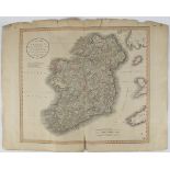 1799. A New Map of Ireland by John Cary. Published during the great Irish Rebellion. Outline