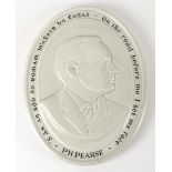 Padraig Pearse commemorative plaque by Arklow Pottery A blanc de chine oval plaque centred with a