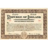 1920 Republic of Ireland One-Hundred Dollars Bond Certificate Unissued. L