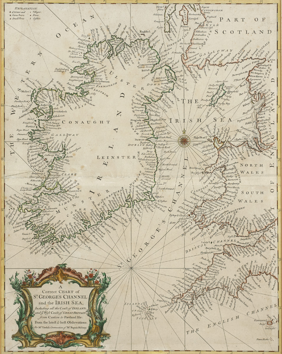 1722 Robert Morden, The Kingdom of Ireland. original colouring, framed; also A Correct Chart of