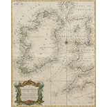 1722 Robert Morden, The Kingdom of Ireland. original colouring, framed; also A Correct Chart of