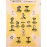 1917 Irish Victoria Cross Heroes poster. A supplement to the Weekly Irish Times, the background in