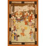 Persian Style illustrated manuscripts. Three decorated folios (framed). An early 20th century
