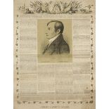 1853 A commemorative print for the 50th Anniversary of Robert Emmet's execution. A poster with a