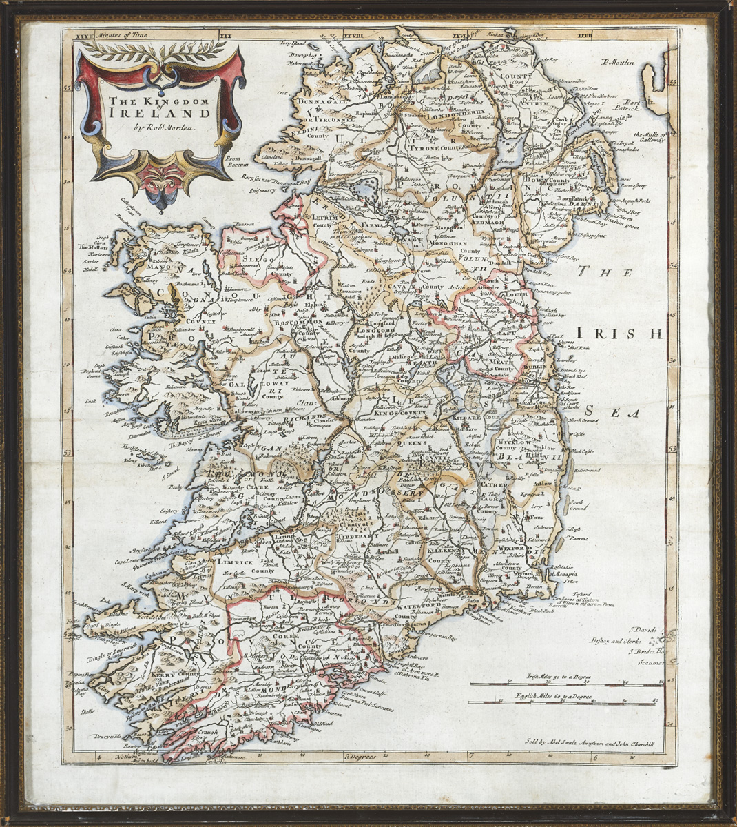 1722 Robert Morden, The Kingdom of Ireland. original colouring, framed; also A Correct Chart of - Image 4 of 4