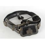 Victorian Officers Dress Belt and Pouch and Cross Belt Gold wire braid on black leather. The pouch