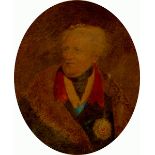 1830s Portrait of Field Marshal Sir Samuel Hulse A half length oval portrait miniature, attributed