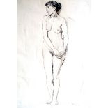 Constance Gore-Booth Countess Markievicz (1868-1927) NUDE STUDY OF A YOUNG WOMAN charcoal Mealy'