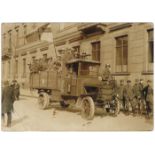 1918 Berlin, photographs of troops on the streets. Includes a photograph of an Army truck marked