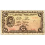 Currency Commission 'Lady Lavery' Five Pounds 23-10-28 T/12 054693. Signed Brennan and McElligott.