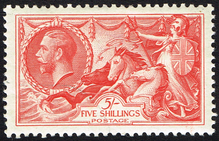 Great Britain. 1934 Seahorse High Values, re-engraved issue. 2s6d, 5s and 10s mint, fine, lightly - Image 2 of 3