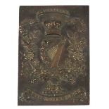 Pre-1881 Royal Irish Regiment cross belt plate. A Victorian bronze rectangular cross-belt plate,