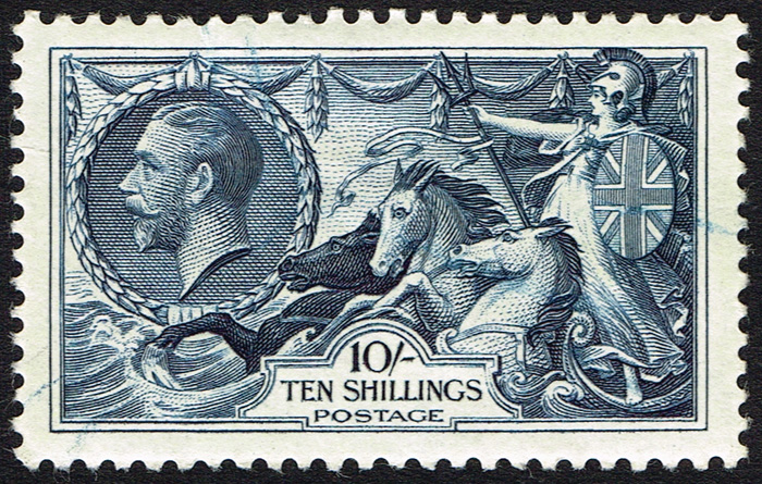 Great Britain. 1934 Seahorse High Values, re-engraved issue. 2s6d, 5s and 10s mint, fine, lightly - Image 3 of 3