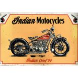 Indian Motorcycles enamel signs A pair of enamel signs promoting Indian Motorcycles, Indian Chief '