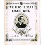 Who Fears to Speak of Easter Week" sheet music." The cover centred by a portrait of Padraig