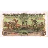 Currency Commission Consolidated Banknote 'Ploughman' National Bank Five Pounds 6-5-29 01NK049023.