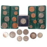 Small mixed lot - Irish and USA silver. Includes ten shillings1966, halfcrown to farthing 1966