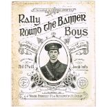 Rally Round the Banner Boys", sheet music" The cover centred by a portrait of Eamon de Valera.