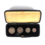 1935 Maundy Money - fourpence, threepence, twopence and one penny. In box of issue, extremely