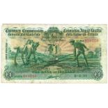 Currency Commission Consolidated Banknote 'Ploughman' Bank of Ireland One Pound 8-2-37 66BA010550.