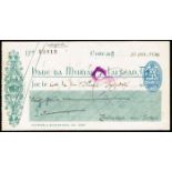 1920 (August 11) Terence MacSwiney signed cheque. An Irish language cheque, for five pounds, drawn