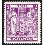 New Zealand 1940-58 Postal Fiscal high values. 7s6d, 9s, £2, £2.10s, £3 and £4, unmounted mint. SG
