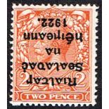 Ireland. 1922 Inverted overprint errors. Dollard 1d marginal pair unmounted mint, Thom 2d Die I
