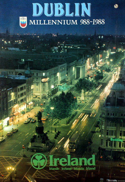 1988 Dublin Millennium, Bord Fáilte promotional poster. Featuring a photograph, by Brian Lynch, of