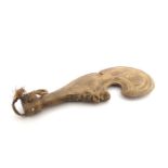 Oceanic War club A New Zealand, Maori, carved wood hei patu war club, the handle widening to a