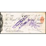 1914 (July 20) Padraig Pearse signed cheque. A cheque for two pounds drawn on the Terenure branch of