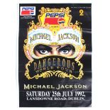 Michael Jackson, 1992 Dangerous Tour, Dublin, concert poster. Dangerous World Tour Poster,