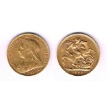 Victoria gold sovereigns, 1900 and 1901. Old head, extremely fine P