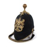 Pre 1881 North Irish Division Artillery blue cloth helmet and metal case A Victorian other ranks'