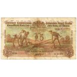 Currency Commission Consolidated Banknote 'Ploughman' Bank of Ireland Five Pounds 6-5-29 02BK028172.