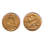 Victoria gold sovereigns, 1891 and 1892. Jubilee Head, good very fine. P